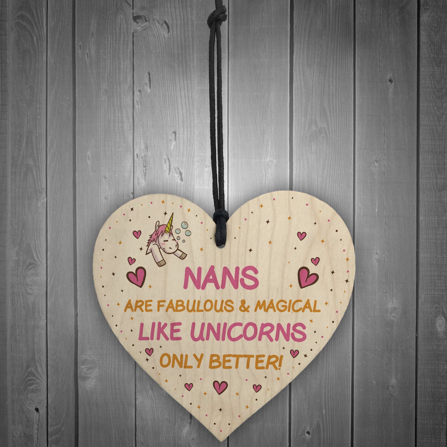 Nan Plaque Wood Heart Funny Nan Gift For Birthday Xmas Unicorn