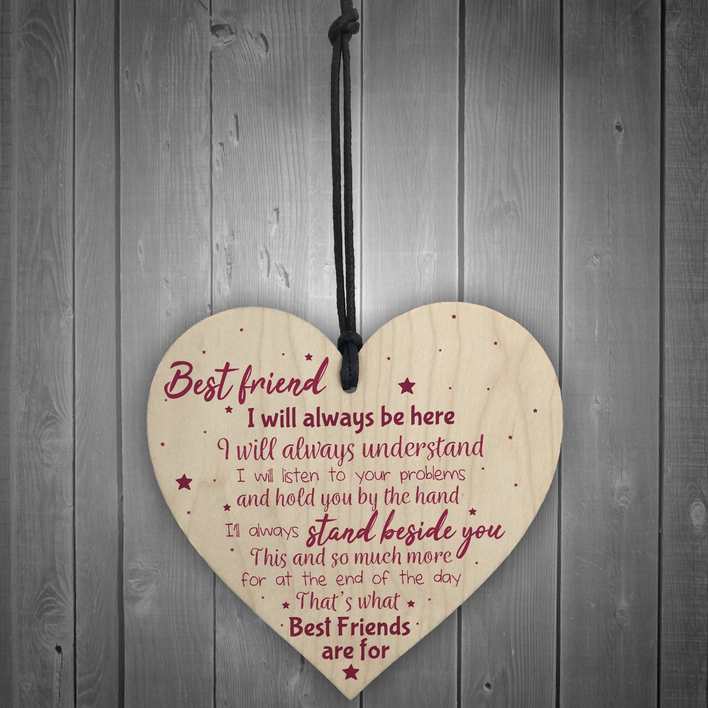Best Friend Gift Friendship Plaque Wood Heart Birthday Keepsake