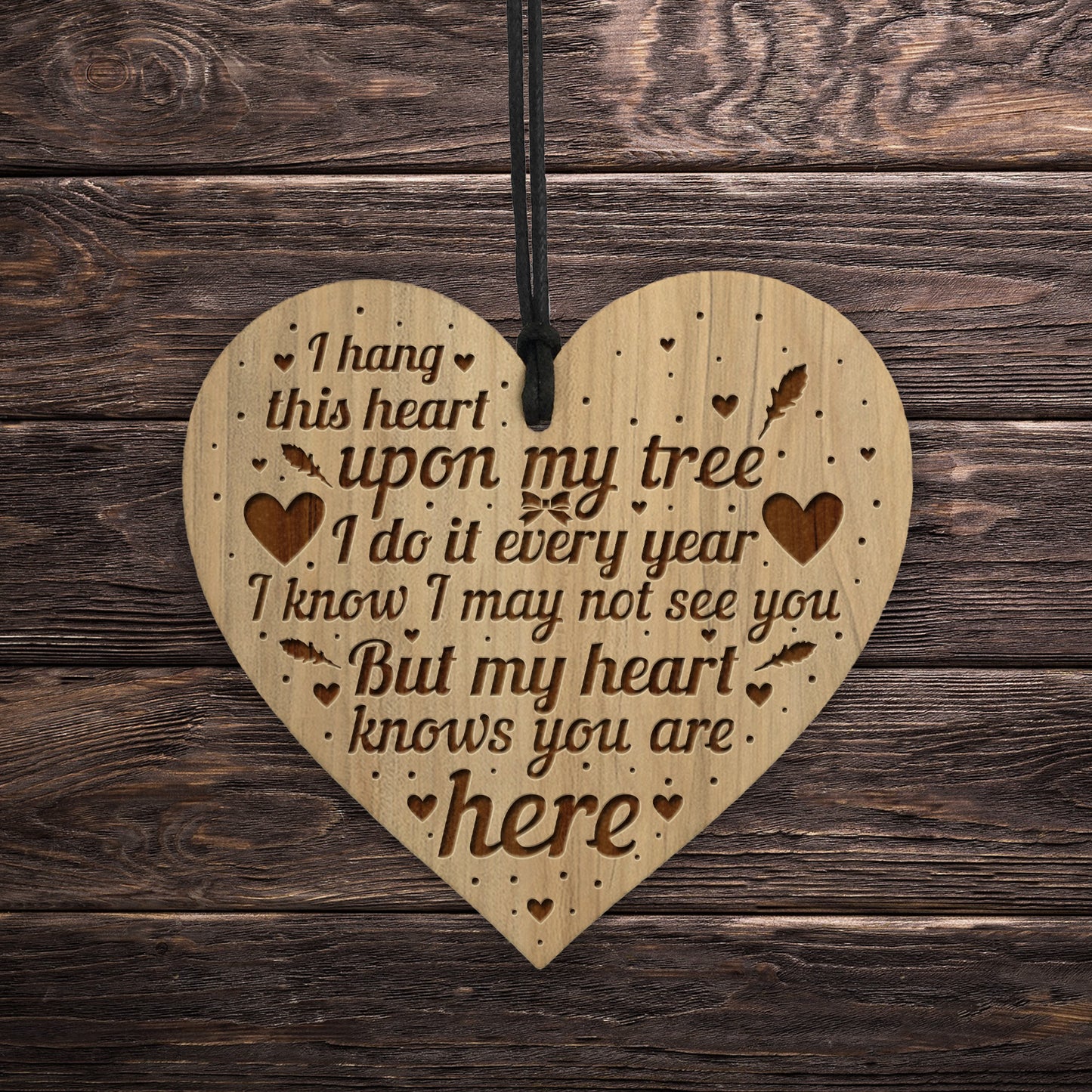 Christmas Tree Memorial Decoration Engraved Heart Rememberance