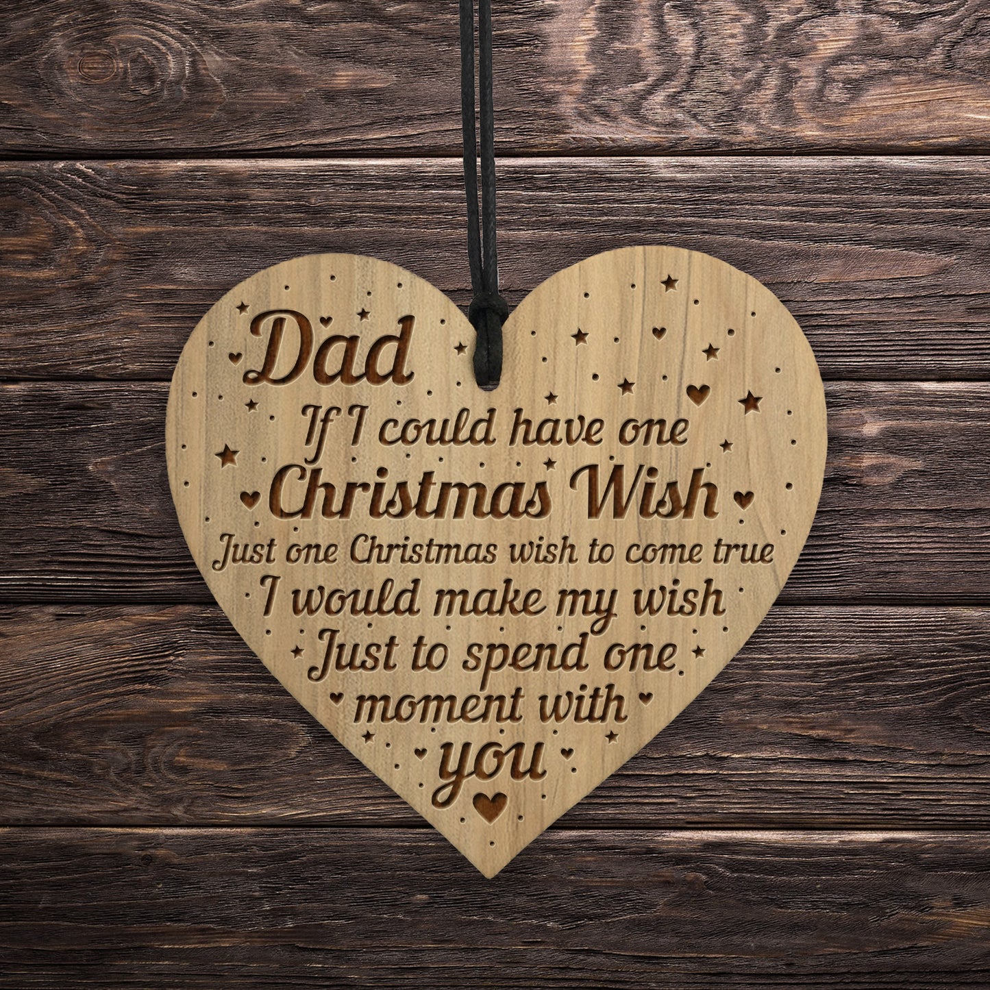 Dad Memorial Christmas Tree Decoration Engraved Wood Heart