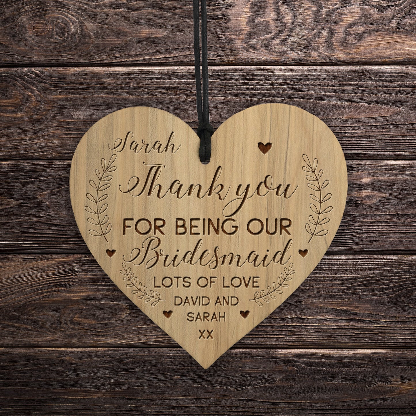 Personalised Bridesmaid Gifts Engraved Heart Thank You Gifts