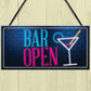 Bar Open Sign NEON EFFECT Home Bar Man Cave Pub Club Plaque