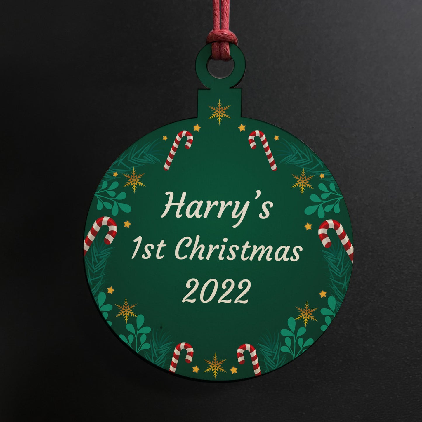 Personalised Babys 1st First Christmas Wood Bauble Tree Keepsake