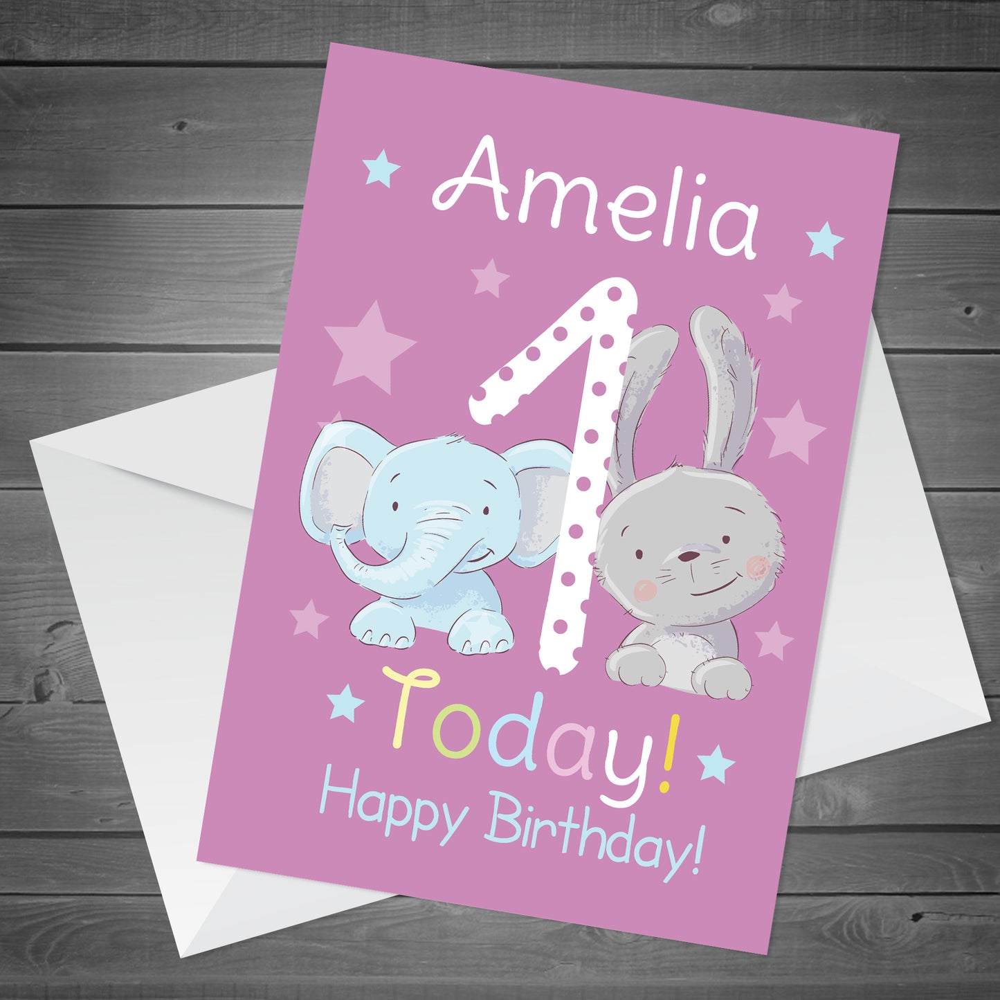 Personalised 1st Birthday Card For Daughter Baby Cute Animal