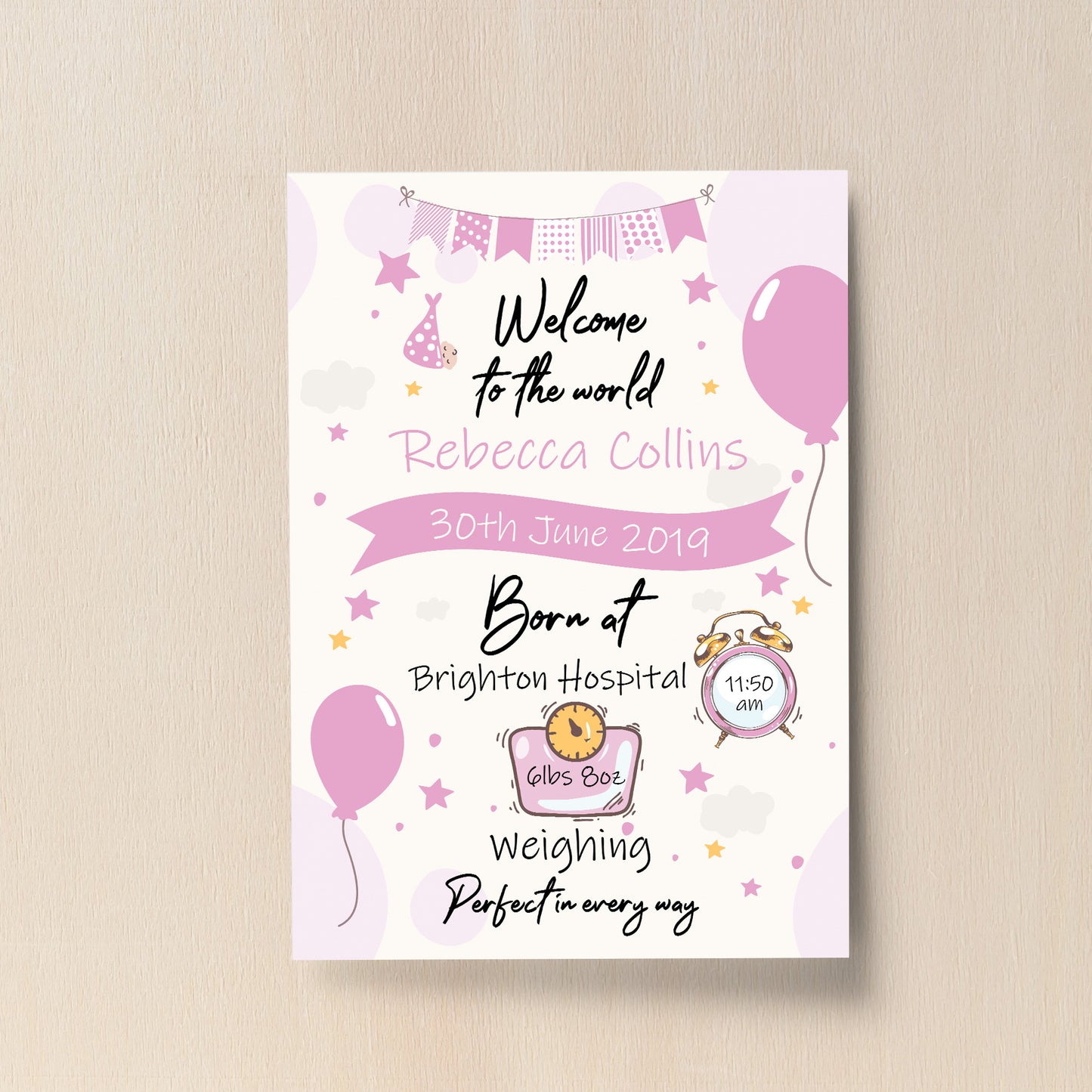 Newborn Baby Gift Baby Girl Christening Gift Print Nursery Decor