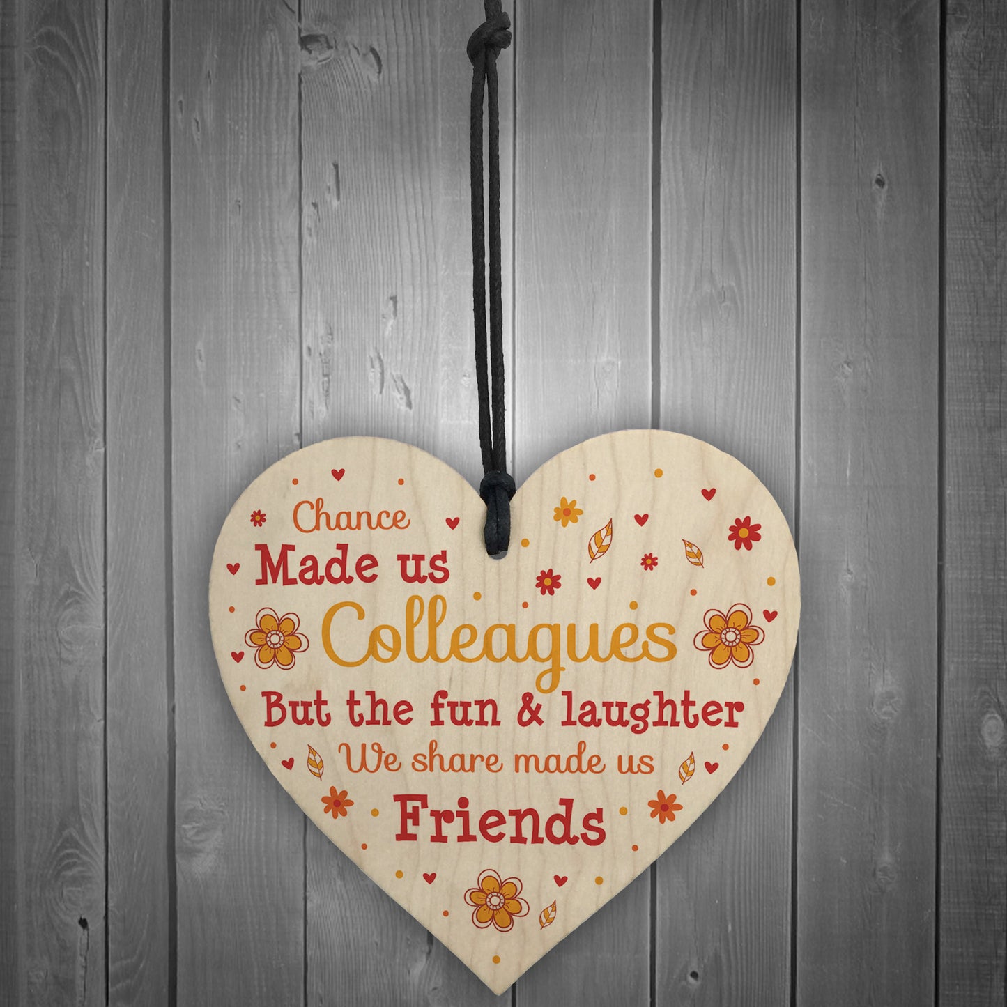 Wooden Heart Chance Made Us Colleagues Friendship Gift Thank You
