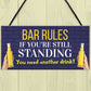 Bar Rules Sign For Home Bar Man Cave Funny Alcohol Sign