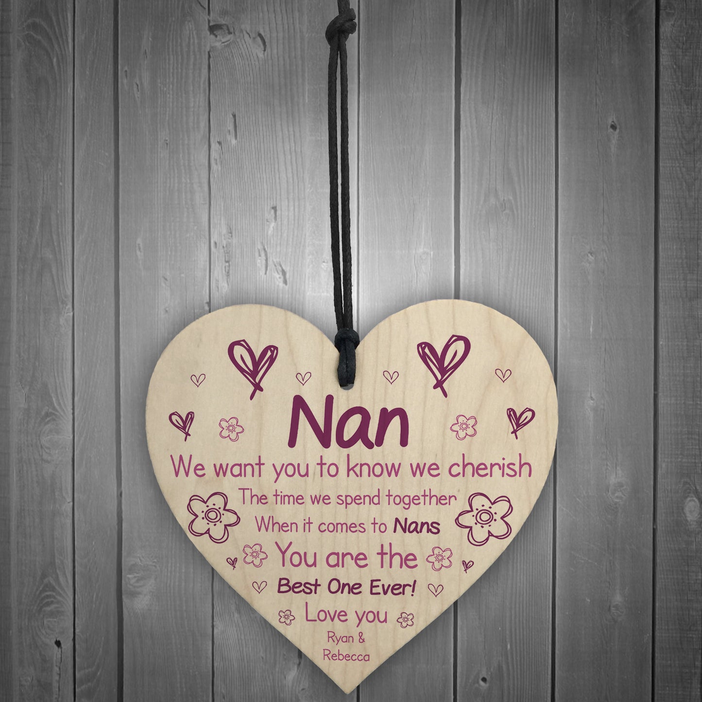 Wooden Heart Gift For Nan Novelty Mothers Day Birthday Gift