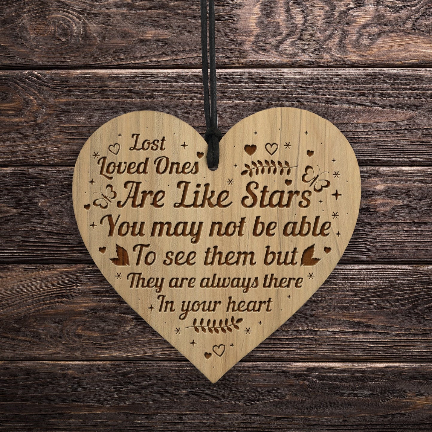 Memorial In Loving Memory Plaque Engraved Wood Heart Christmas