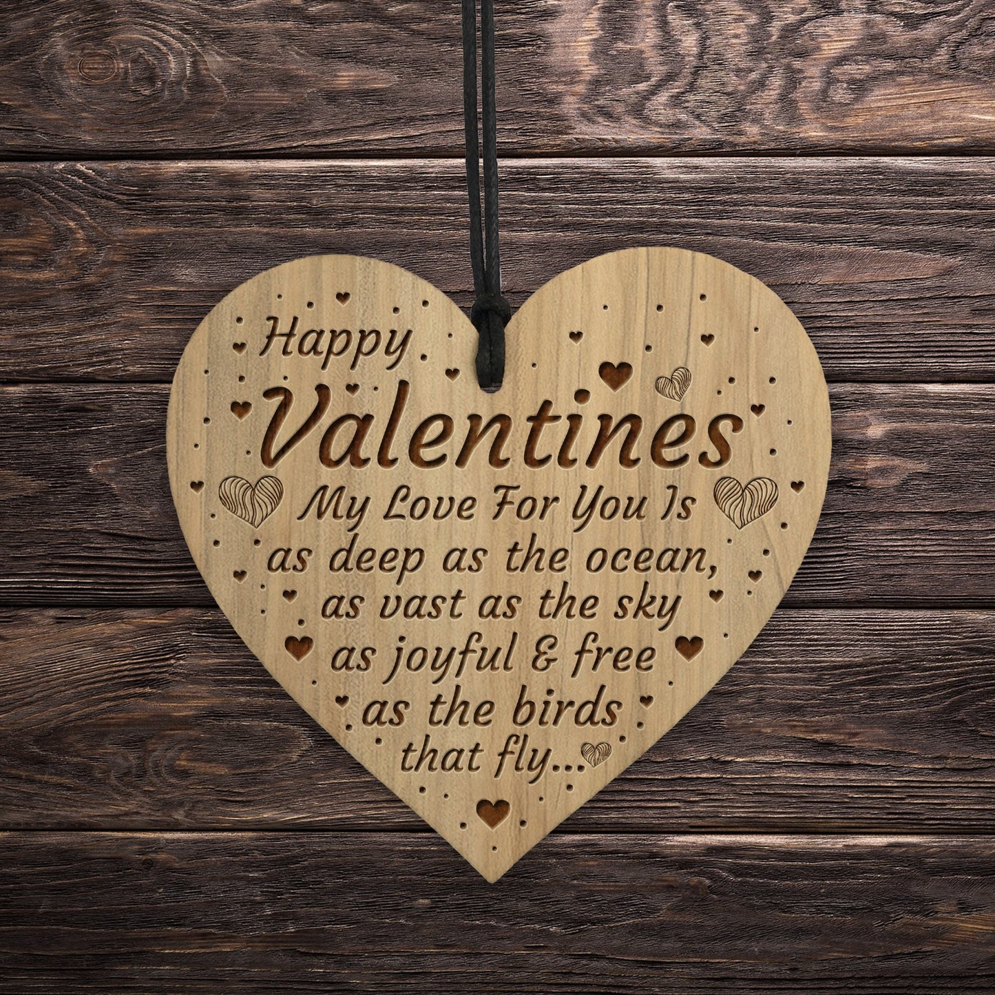 Happy Valentines Gift Present Engraved Heart Poem Husband Wife