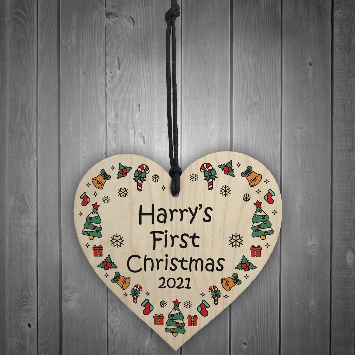 Baby's 1st Christmas Bauble Personalised Heart Xmas Tree Decor