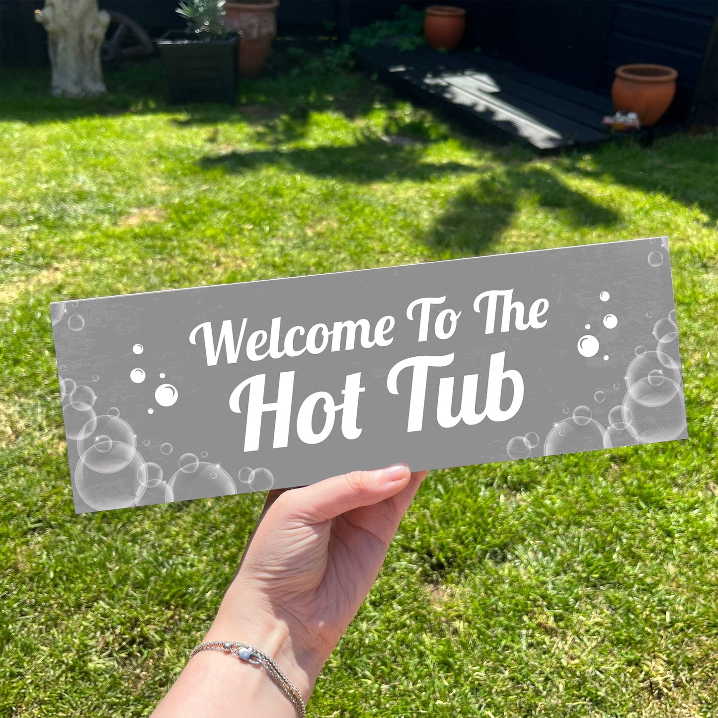 Hot Tub Welcome Plaque Wooden Outdoor Sign For Garden Home