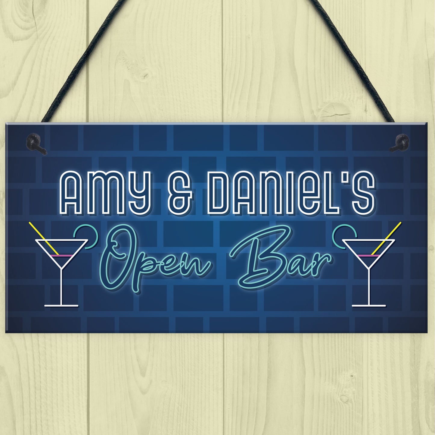 Personalised Home Bar Decor Sign Novelty Open Bar Plaque