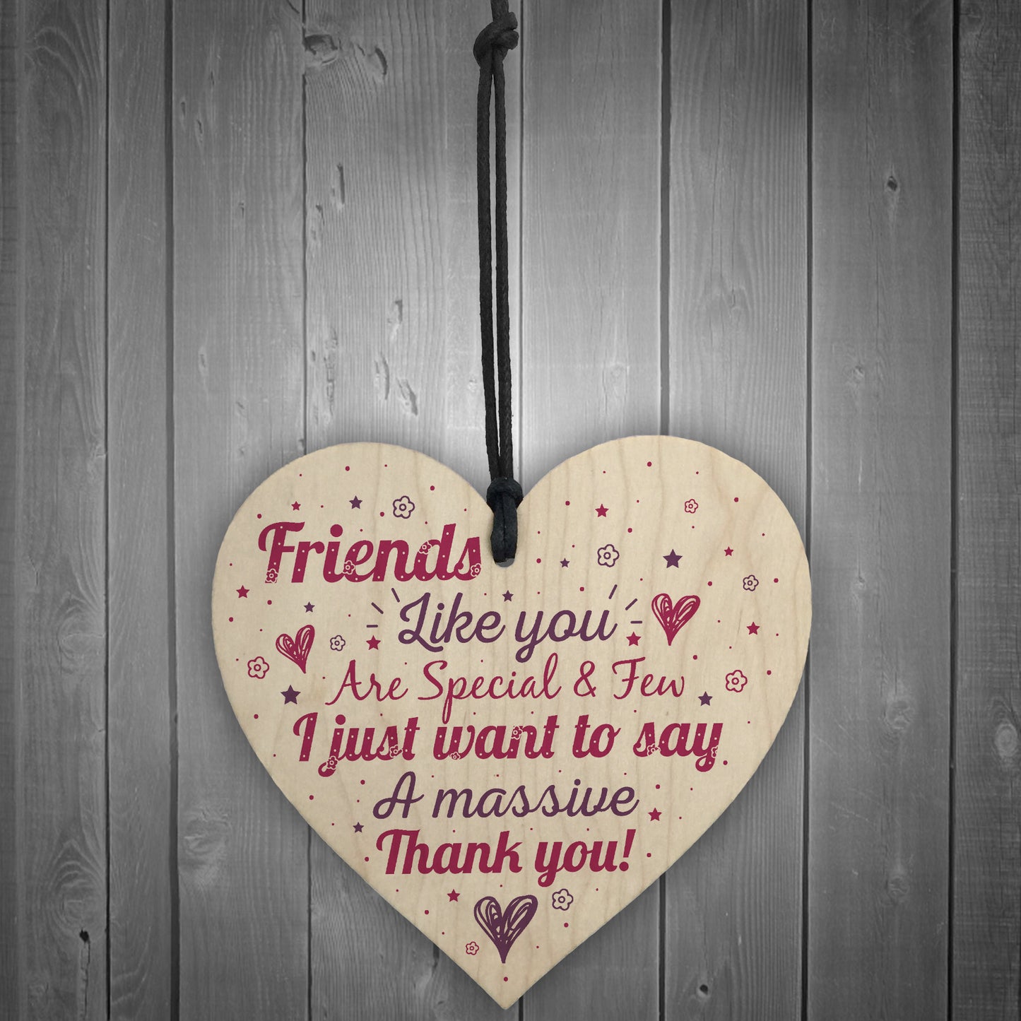 Friendship Best Friend Gift Wood Heart Plaque Birthday Thank You