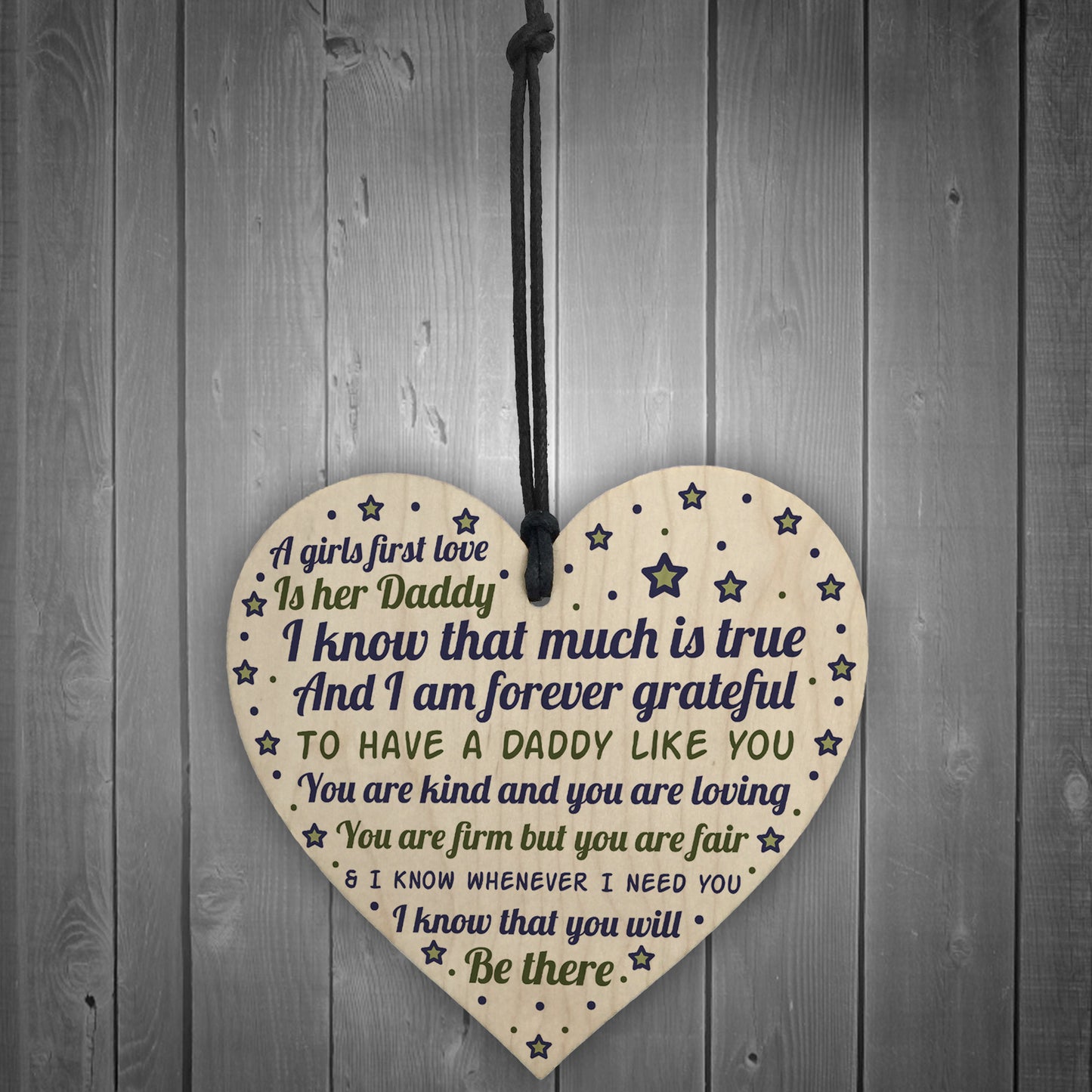 Daddy's Girl Hanging Wooden Heart FATHERS DAY Gift For Him