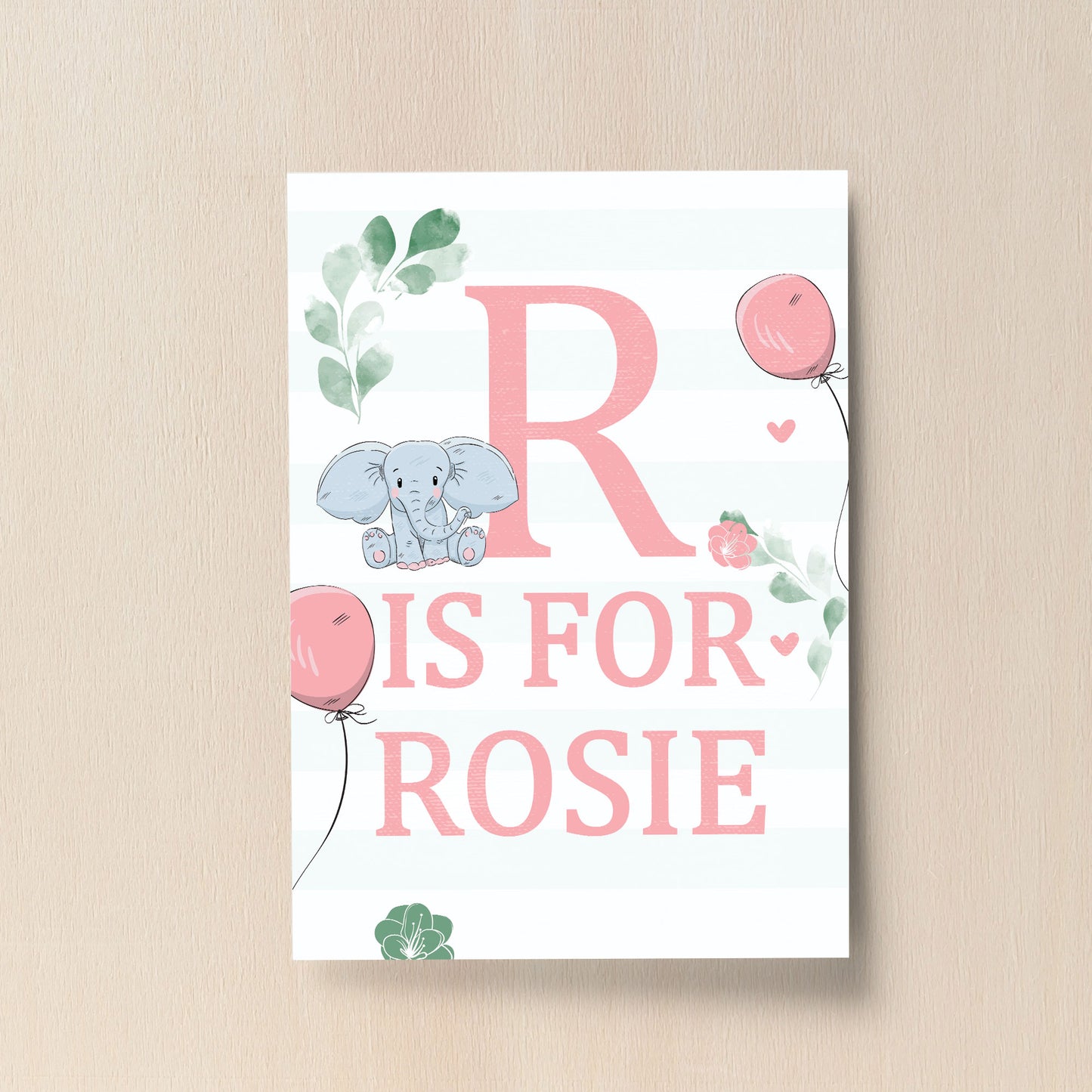 PERSONALISED Girls Bedroom Sign Initial Baby Nursery Print