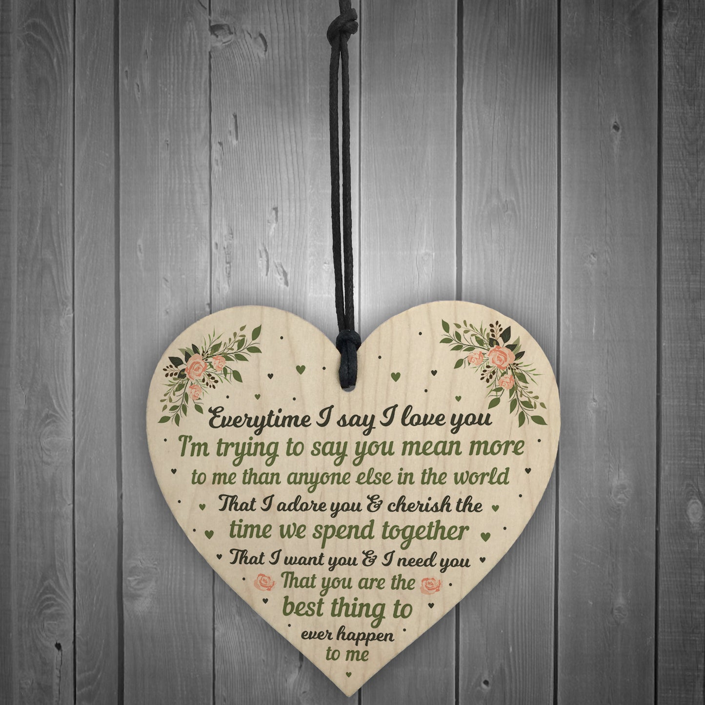 I Love You Plaque Wood Heart Special Anniversary Birthday Gift