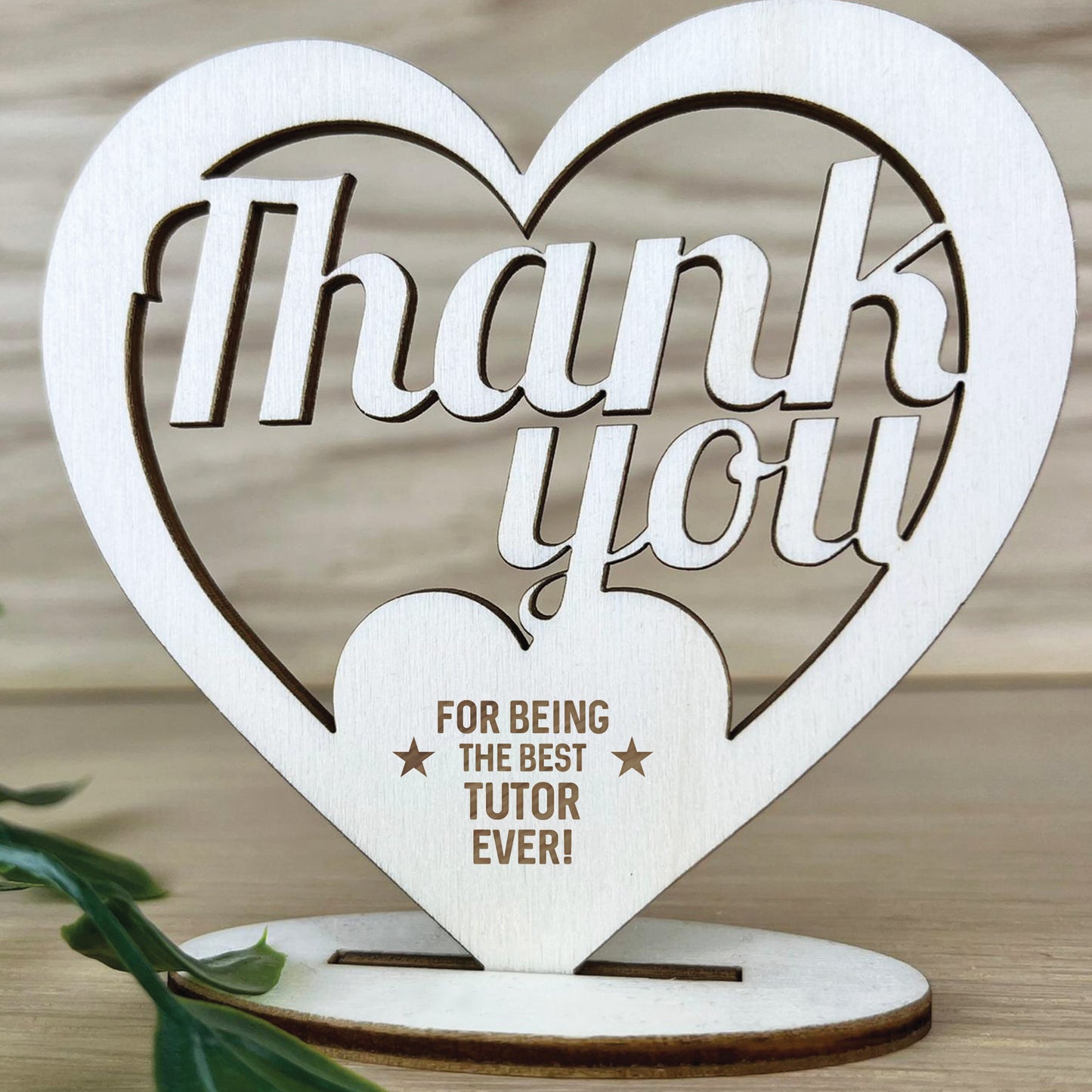 Tutor Thank You Gift Engraved Heart Plaque College School Tutor