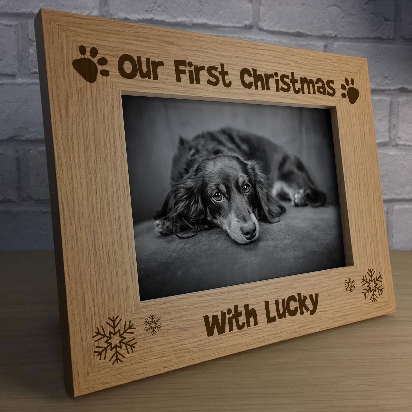 Our First Christmas Wooden Frame Pet Gift New Dog Gift Family