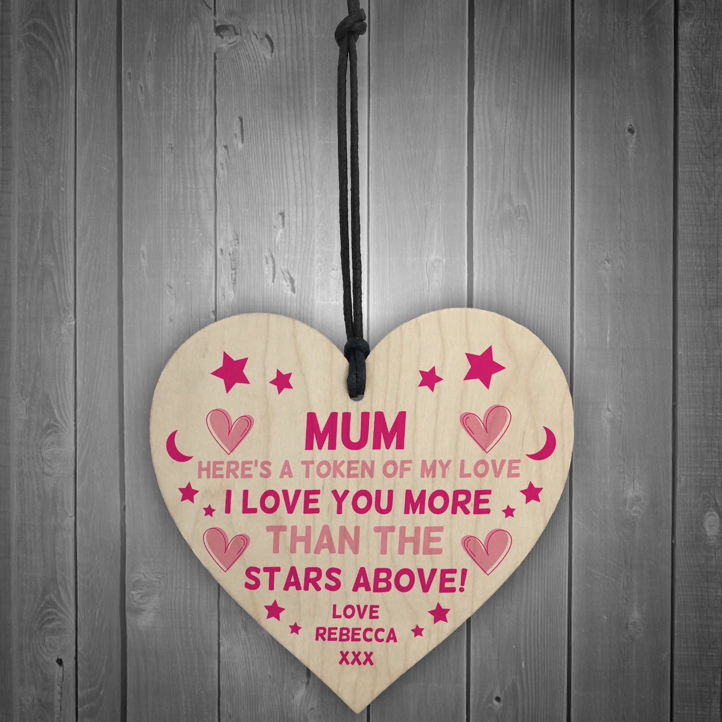 Personalised Wooden Heart Gift For Mum Mothers Day Birthday