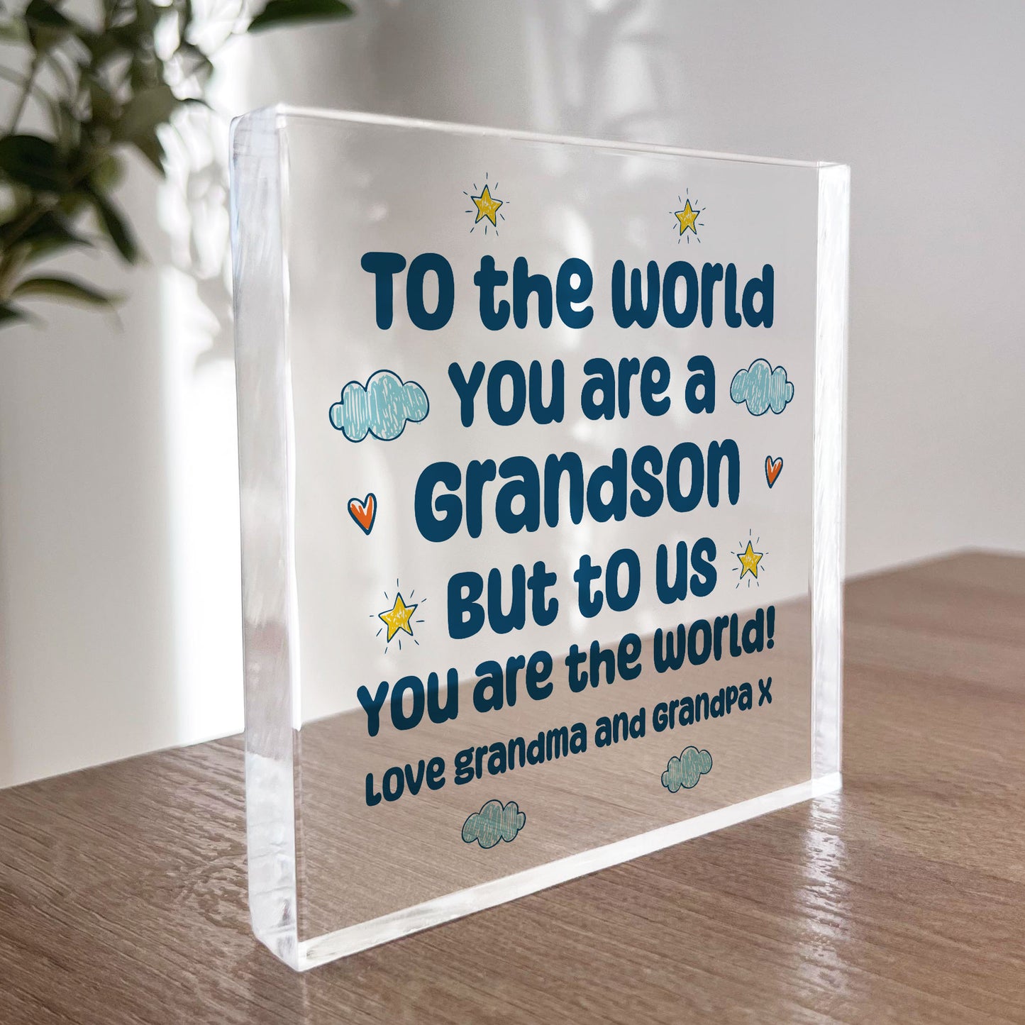 Grandson Gift Keepsake Block Christmas Birthday Gift