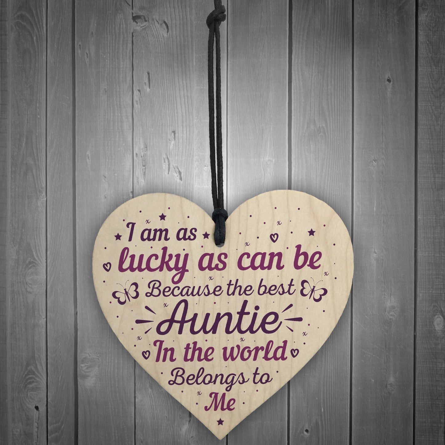 Keepsake Wooden Heart Plaque Birthday Thank You Gifts for Auntie