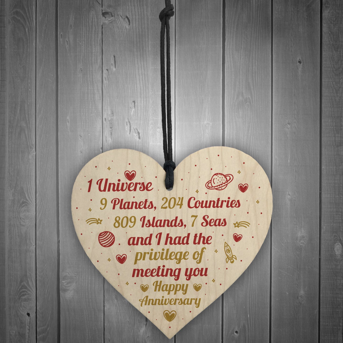 Happy Anniversary Gift Handmade Wooden Heart Plaque Gift For Her
