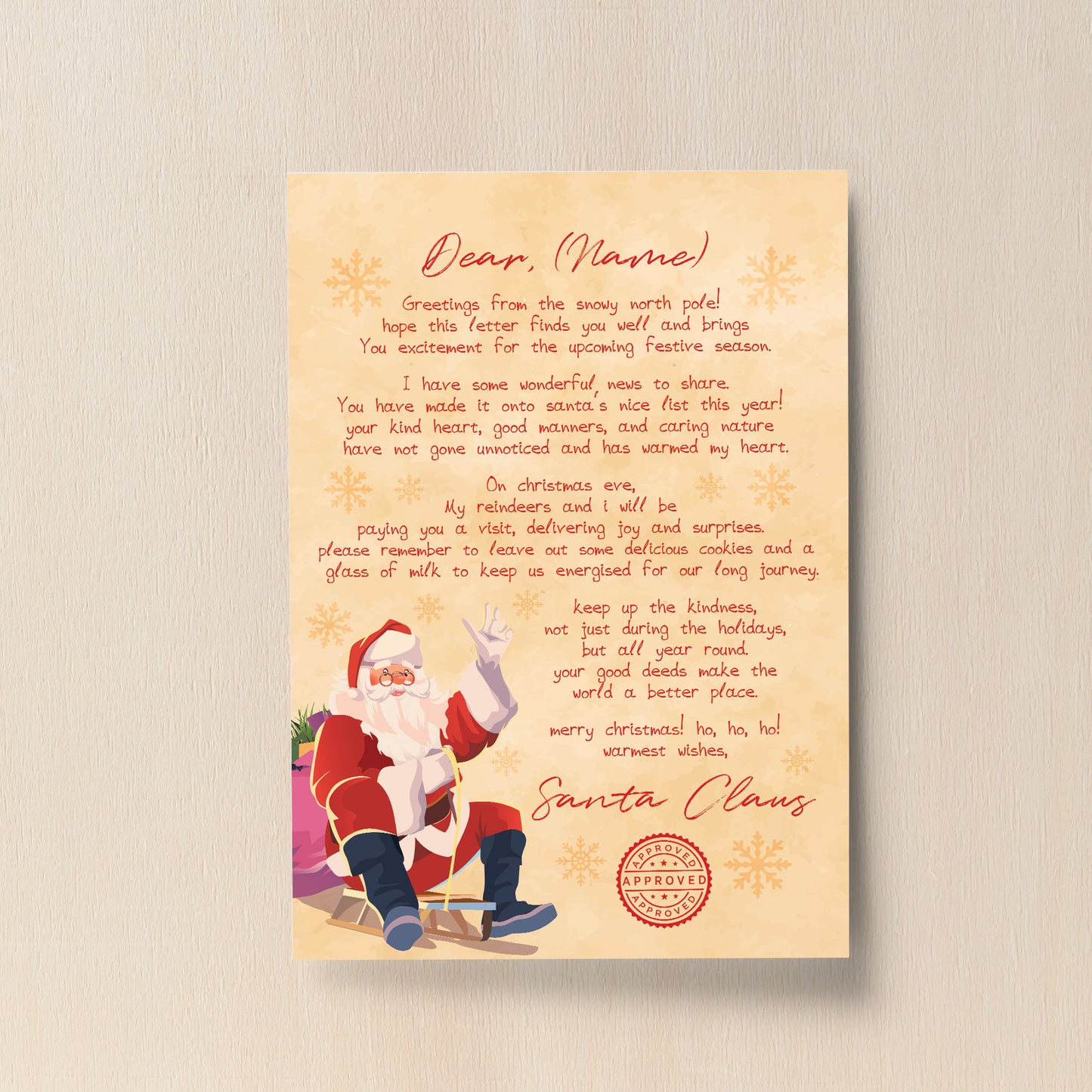 Personalised Child Name Letter From Santa Claus Father Christmas