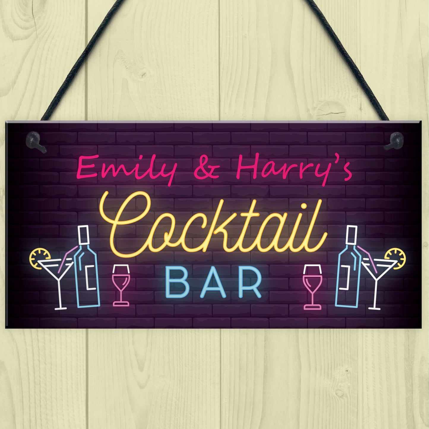 Cocktail Bar Personalised Sign For Home Bar Beer Gin Vodka Gifts