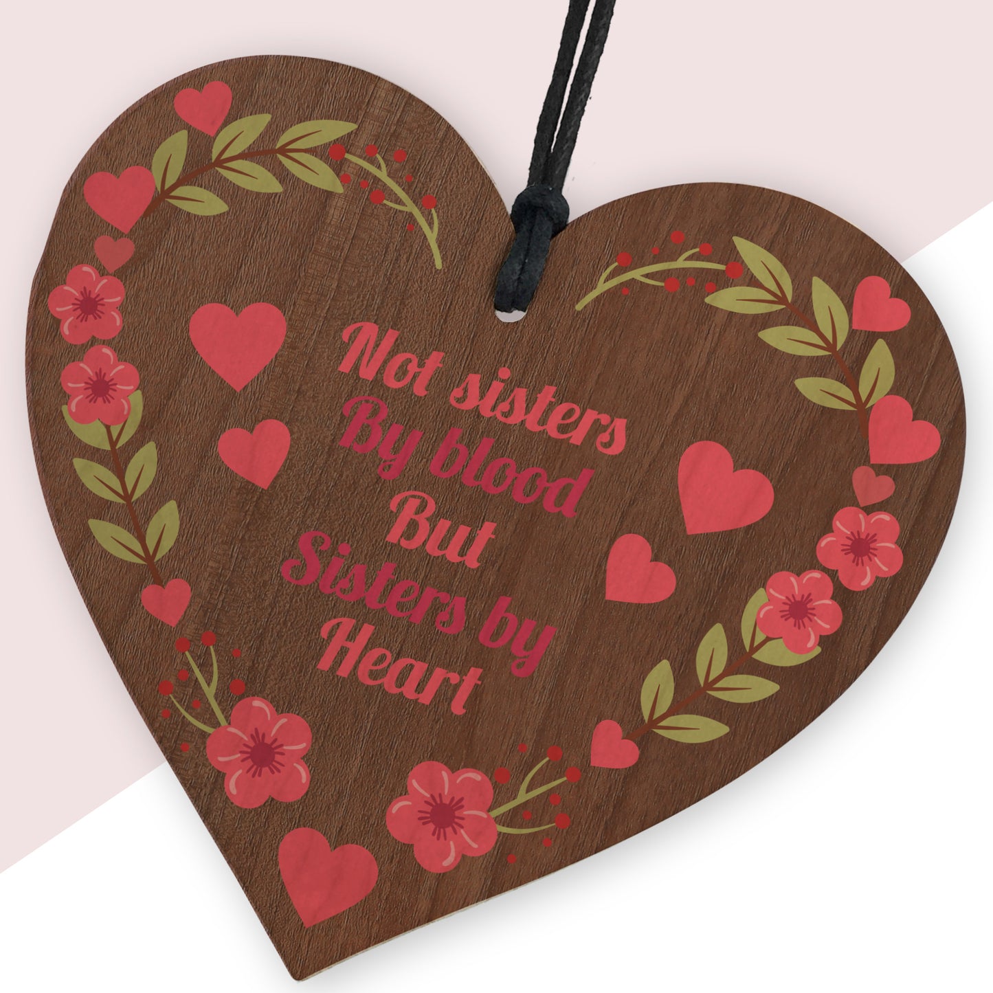 Gift for Your BFF Best Friend Sign Sisters By Heart Wood Heart