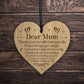 Engraved Mum Heart Oak Wooden Plaque Gift For Mum Birthday