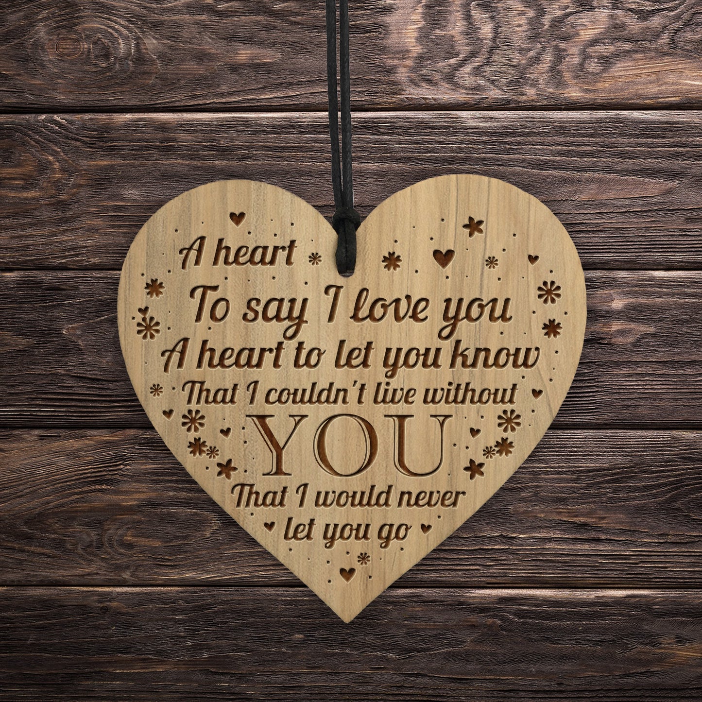 Anniversary Gifts For Him Her I LOVE YOU Engraved Heart