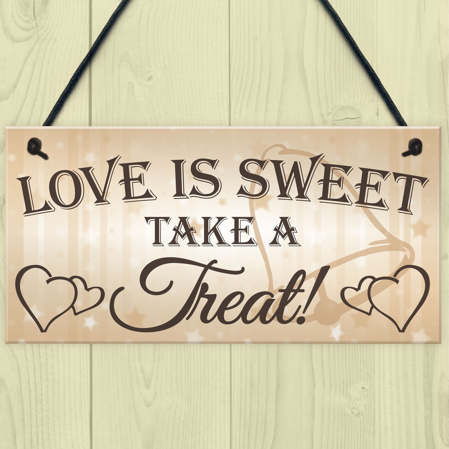 Love Is Sweet Take A Treat Hanging Wedding Table Plaque
