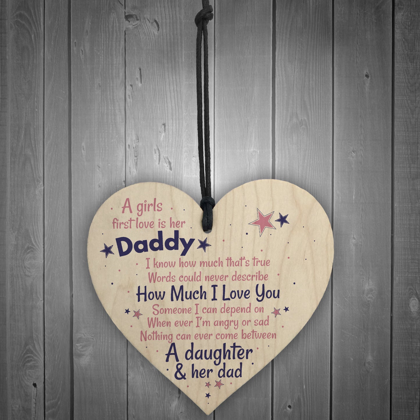 First Love Daddy Fathers Day Dad Gift From Daughter Wood Heart