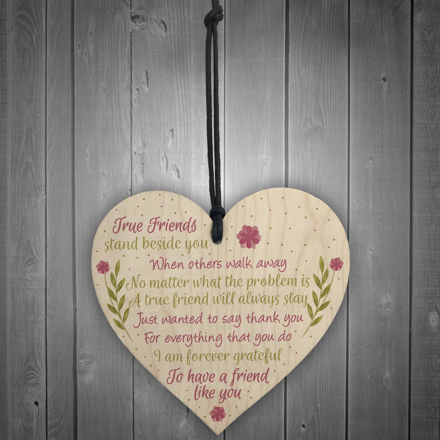 True Friends Friendship Gift Handmade Wood Heart Sign Birthday