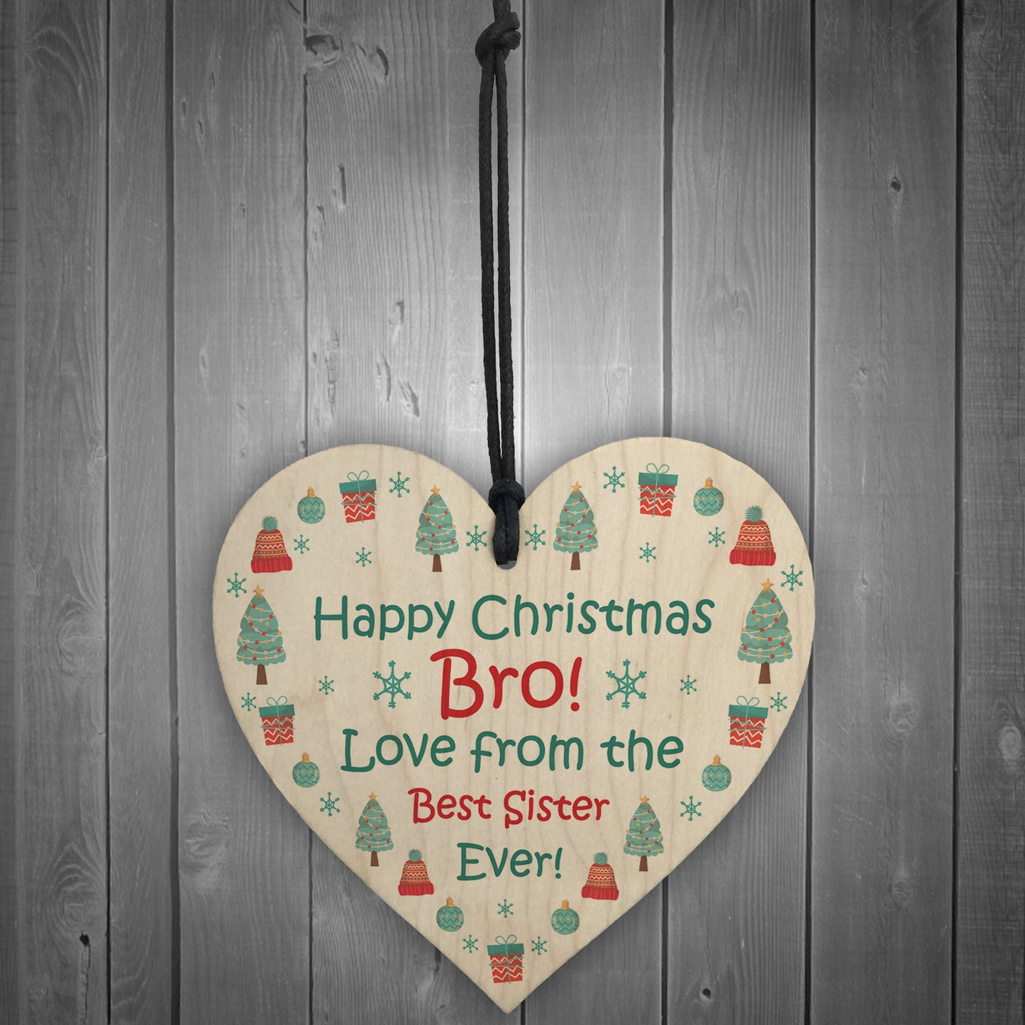 Christmas Gift For Brother Funny Wood Bauble Gift From Sister No