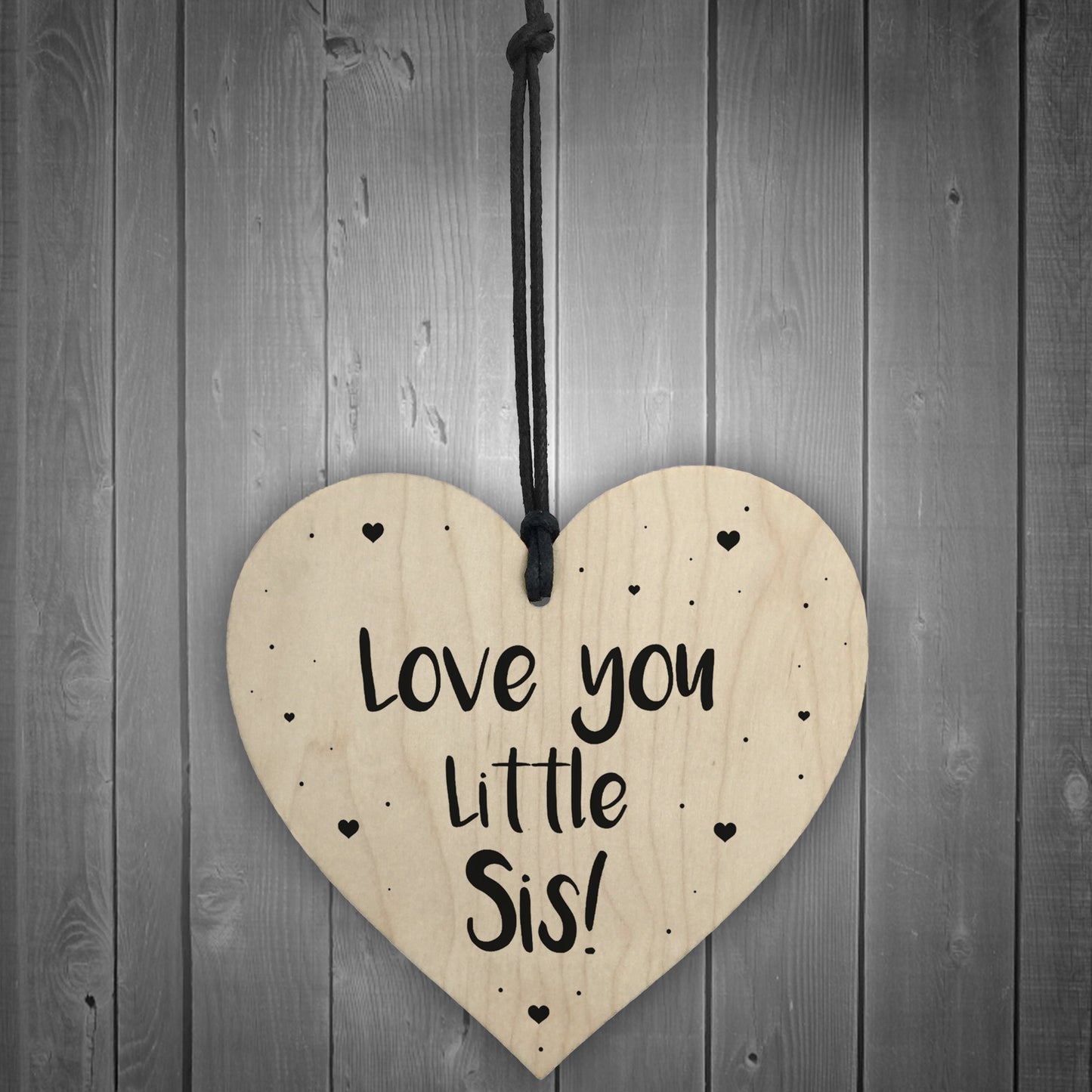 Novelty Little Sister Gift Wood Heart Love Plaque Birthday Xmas