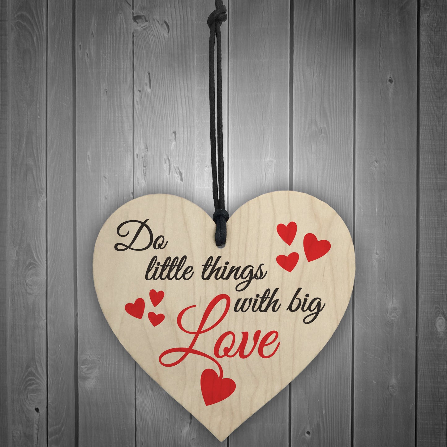 Little Things Big Love Wooden Hanging Heart Plaque