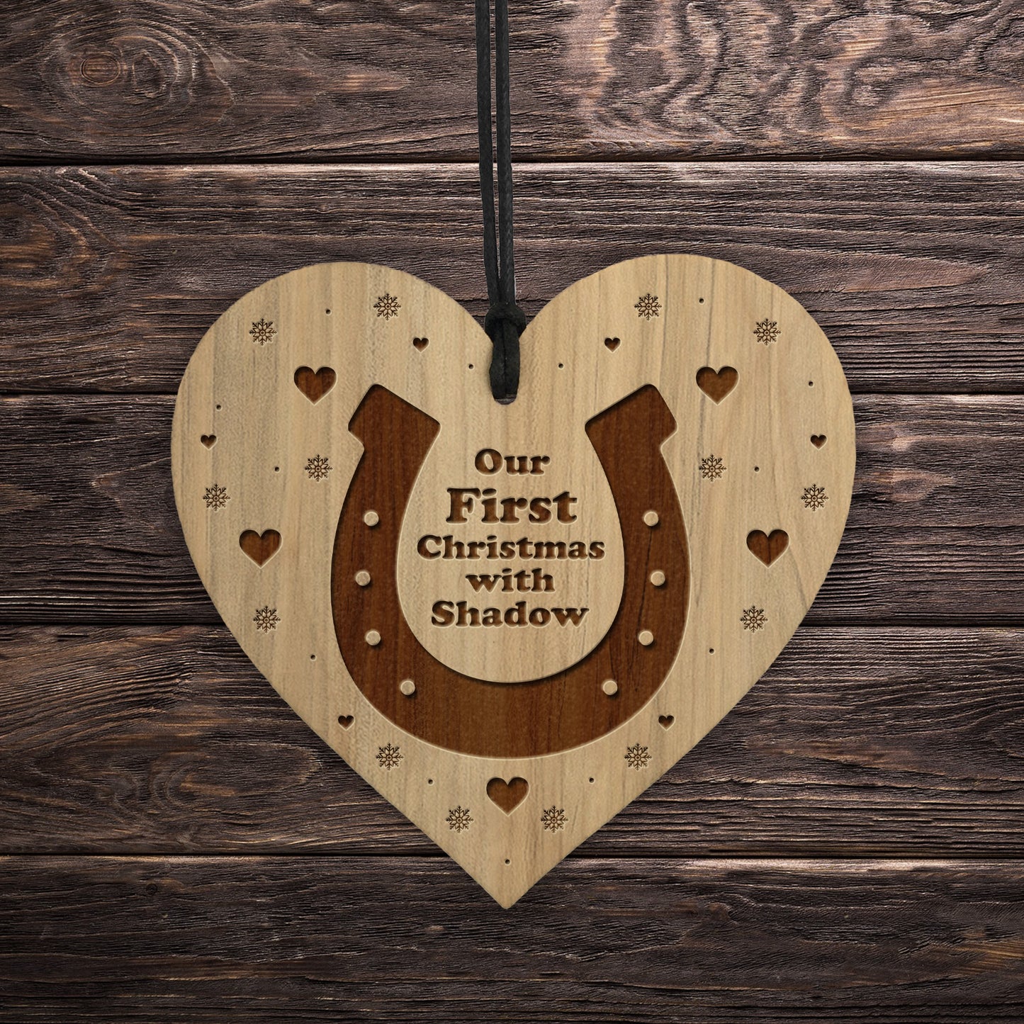 Horse First Christmas Decoration 1st Engraved Wood Personalised