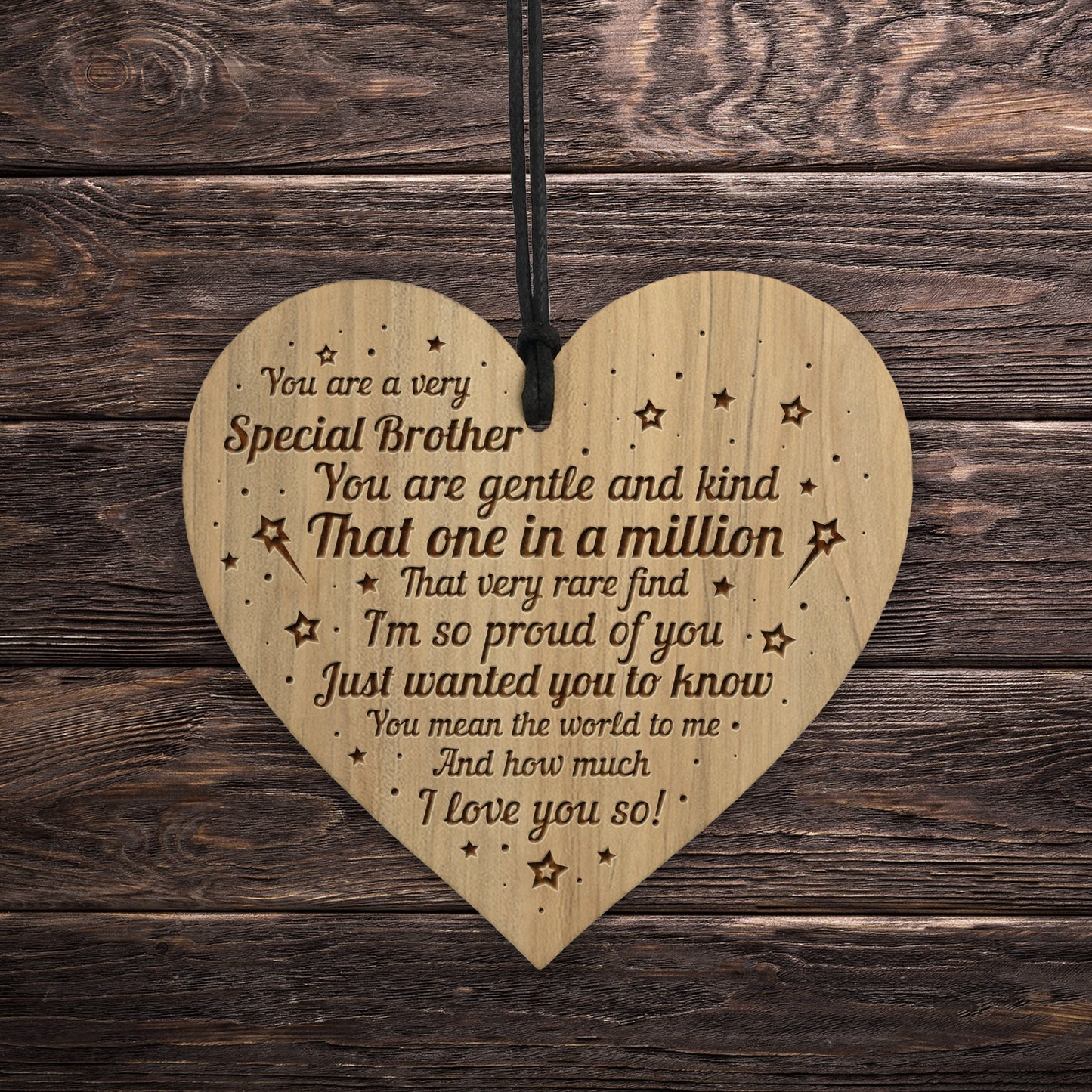 BROTHER GIFT Engraved Wood Heart Birthday Christmas Gift