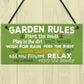 Garden Rules Relax Novelty Plaques SummerHouse Sign Garden