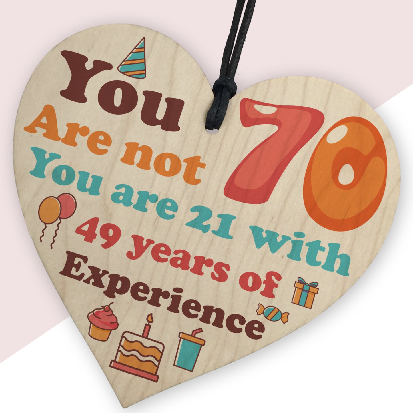 Funny 70th Birthday Gift For Men Women Novelty Wooden Heart