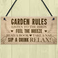 Garden Rules Sign Hanging Door Wall Plaque Outdoor Plaques