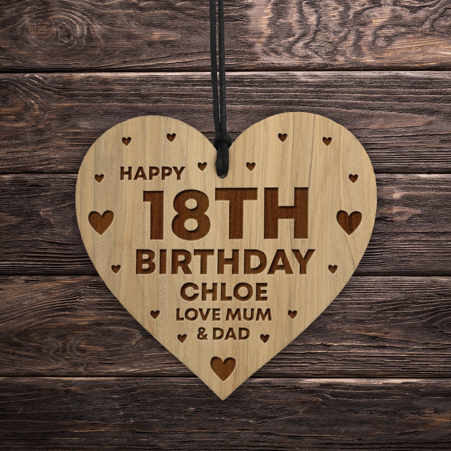 18th Birthday Gift For Daughter Wood Heart Personalised Friend