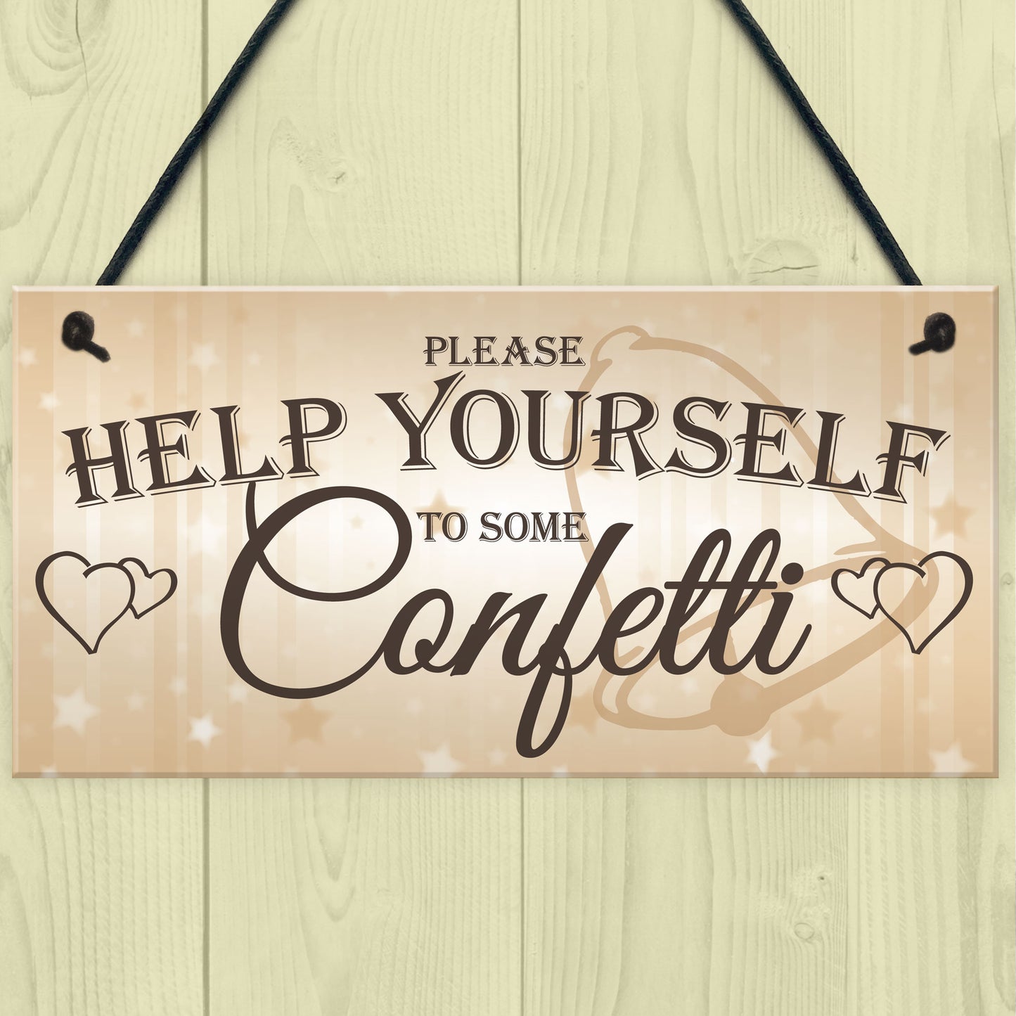 Help Yourself To Confetti Hanging Cute Wedding Table Plaque Sign