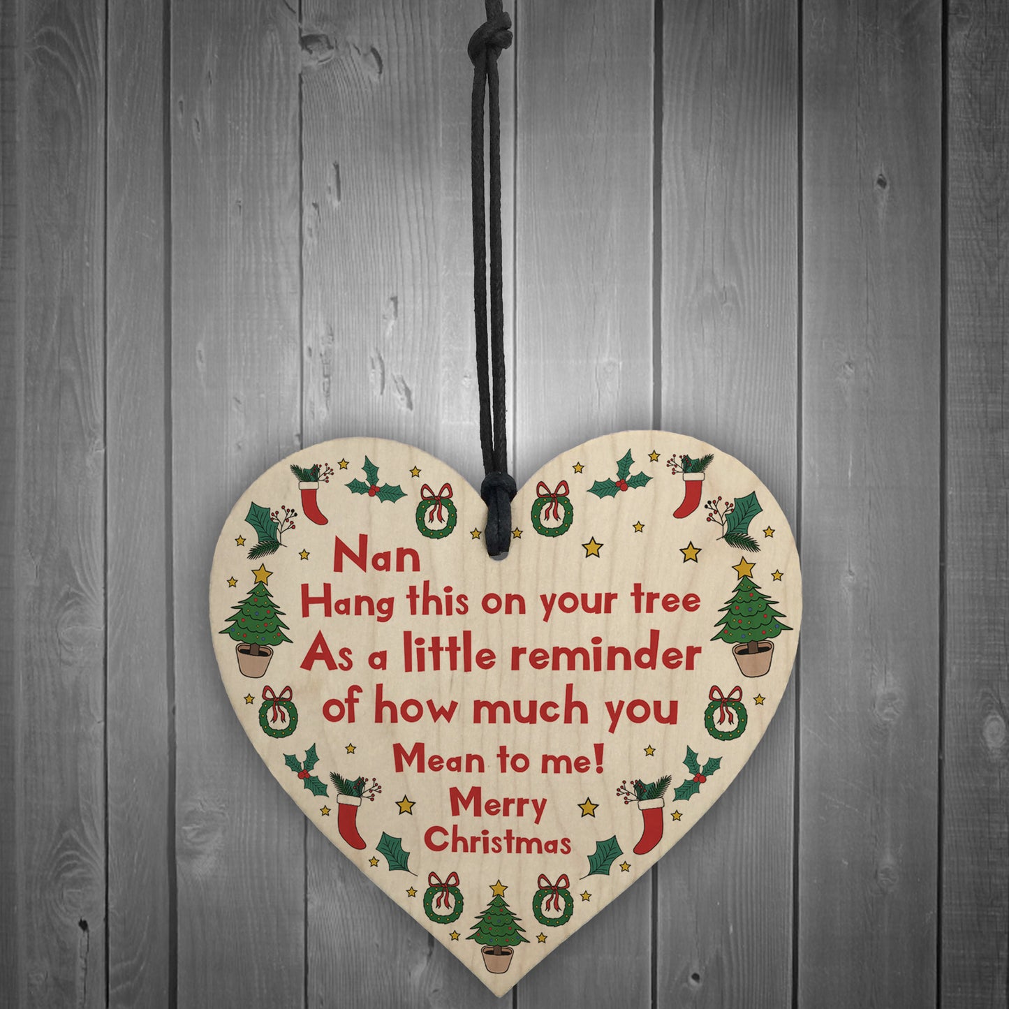 Christmas Tree Decoration For Nan Novelty Wooden Bauble Gifts