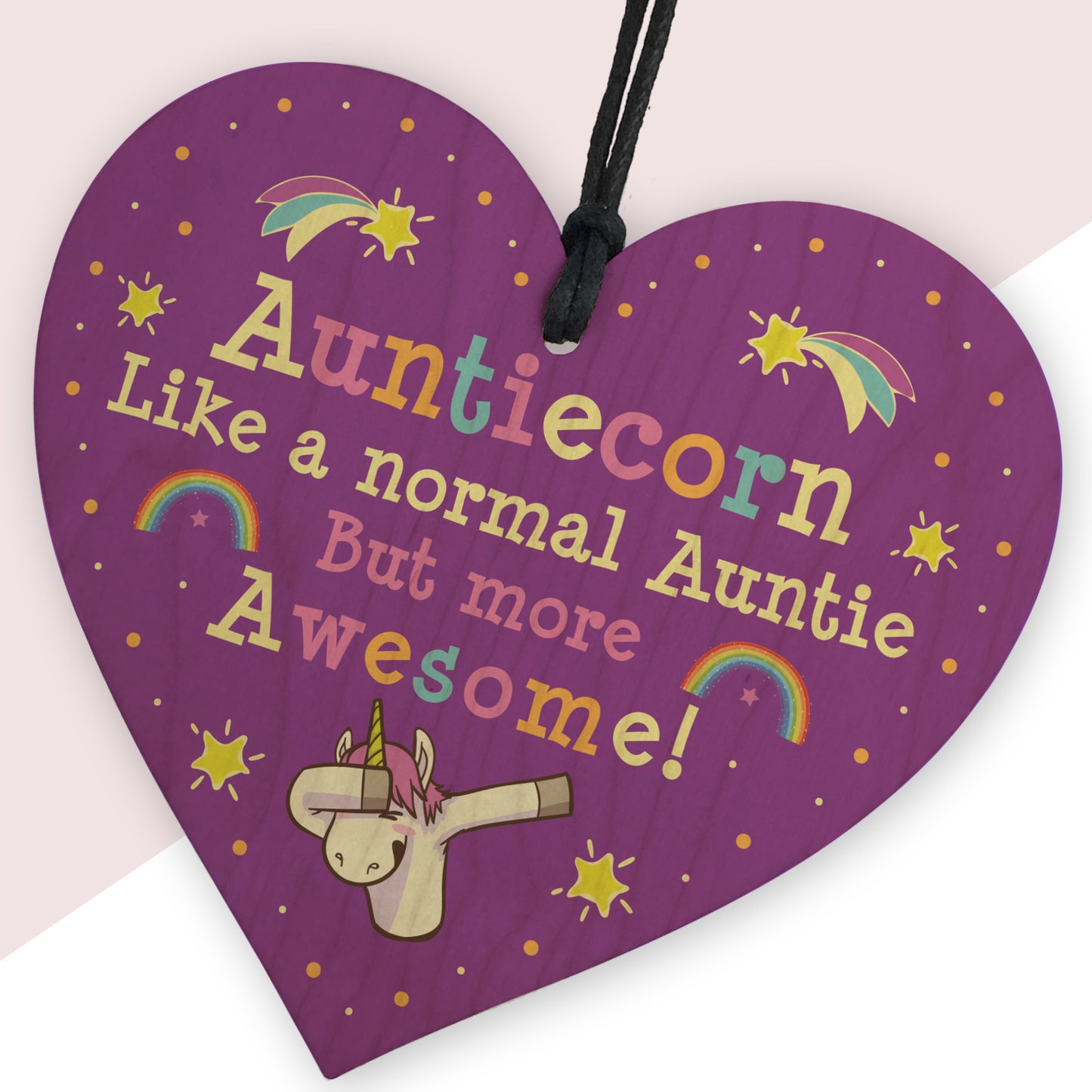 Novelty Auntie Gift From Niece Nephew Funny Wood Heart