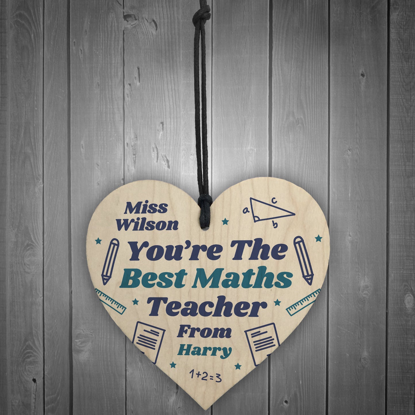 Personalised Teacher Heart Plaque Thank You Gifts Maths Teacher