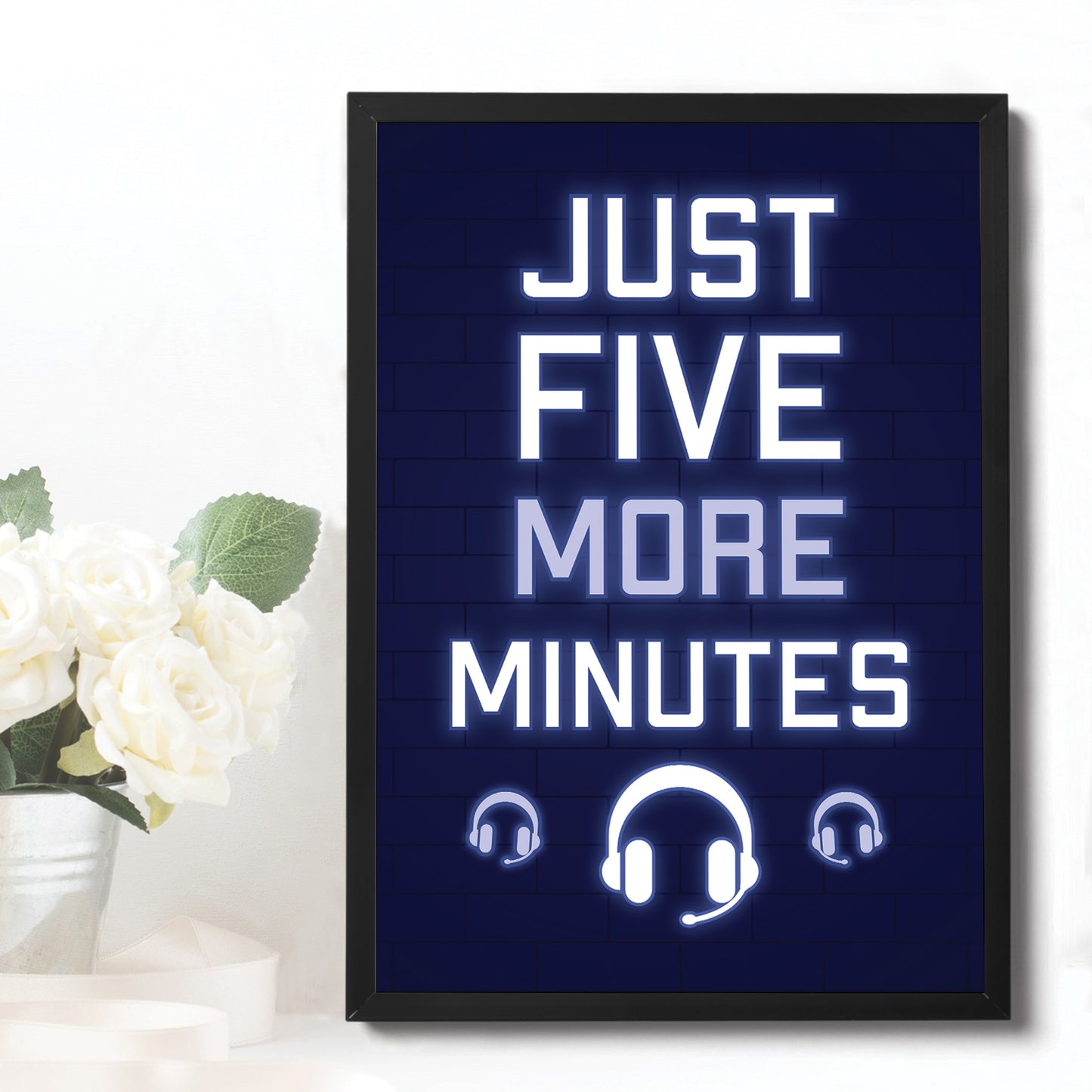 Blue Gaming Poster Framed Gift For Boys Bedroom Games Room