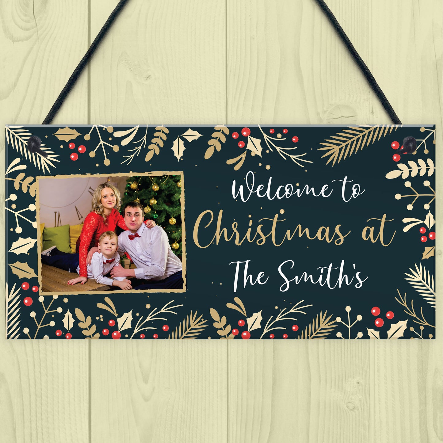 Personalised Photo Plaque Welcome To Christmas Sign Family Gift